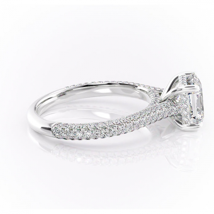 Inel de logodnă Seraphina din aur Alb 14kt cu moissanite tăietură asscher – Montură pavé rafinată pentru profil înalt | Personalizează și configurează gratuit online [2]