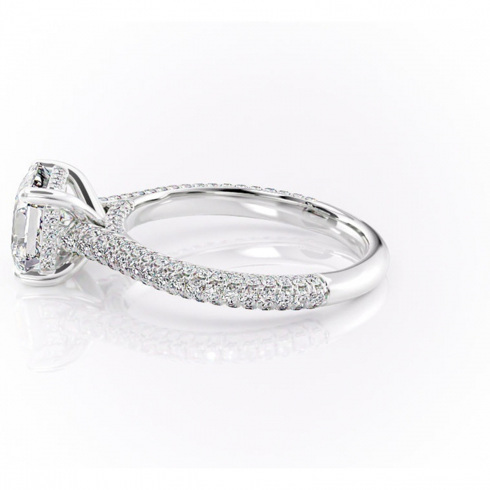 Inel de logodnă Seraphina din aur Alb 14kt cu moissanite tăietură asscher – Montură pavé rafinată pentru profil înalt | Personalizează și configurează gratuit online [6]