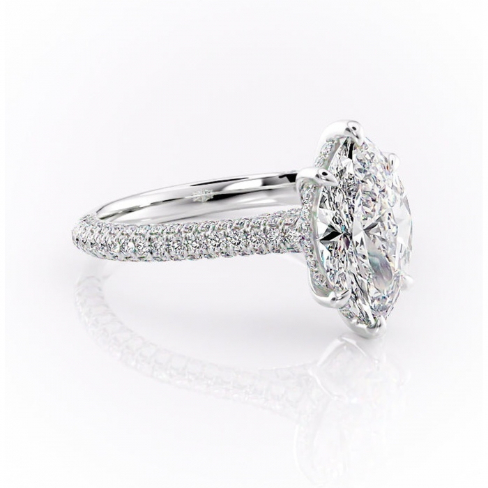 Inel de logodnă Seraphina din aur Alb 14kt cu moissanite tăietură marquise – Montură pavé rafinată pentru profil înalt | Personalizează și configurează gratuit online [1]