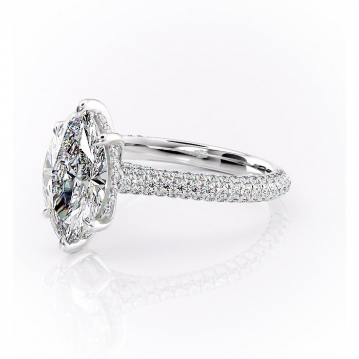 Inel de logodnă Seraphina din aur Alb 14kt cu moissanite tăietură marquise – Montură pavé rafinată pentru profil înalt | Personalizează și configurează gratuit online [7]