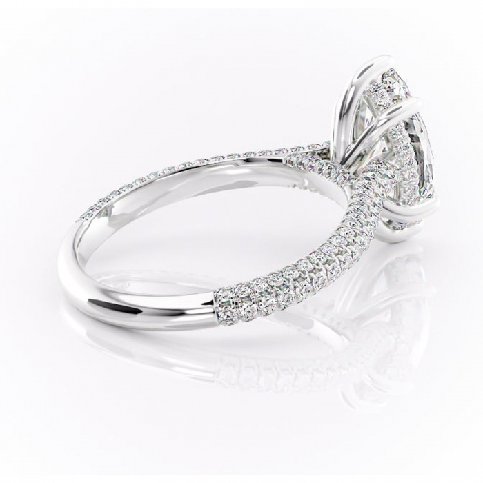 Inel de logodnă Seraphina din aur Alb 14kt cu moissanite tăietură marquise – Montură pavé rafinată pentru profil înalt | Personalizează și configurează gratuit online [3]