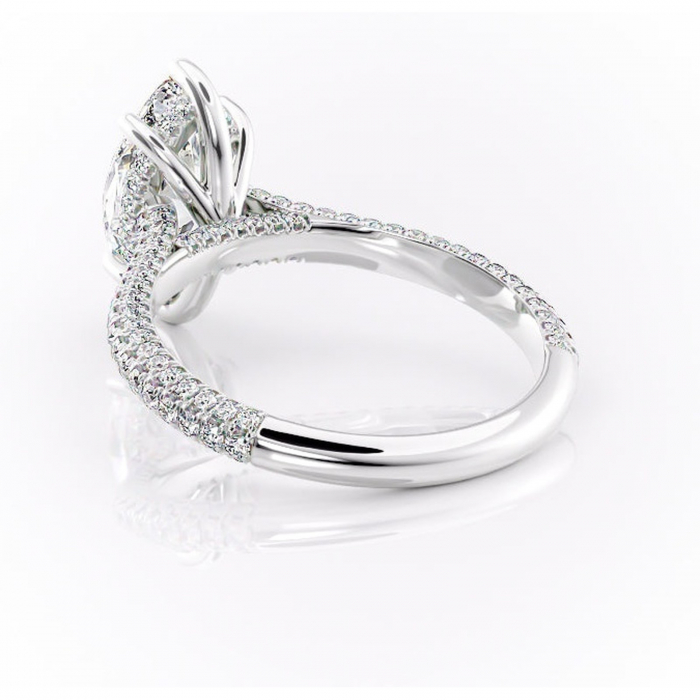 Inel de logodnă Seraphina din aur Alb 14kt cu moissanite tăietură marquise – Montură pavé rafinată pentru profil înalt | Personalizează și configurează gratuit online [4]