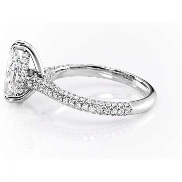 Inel de logodnă Seraphina din aur Alb 14kt cu moissanite tăietură pară – Montură pavé rafinată pentru profil înalt | Personalizează și configurează gratuit online [6]