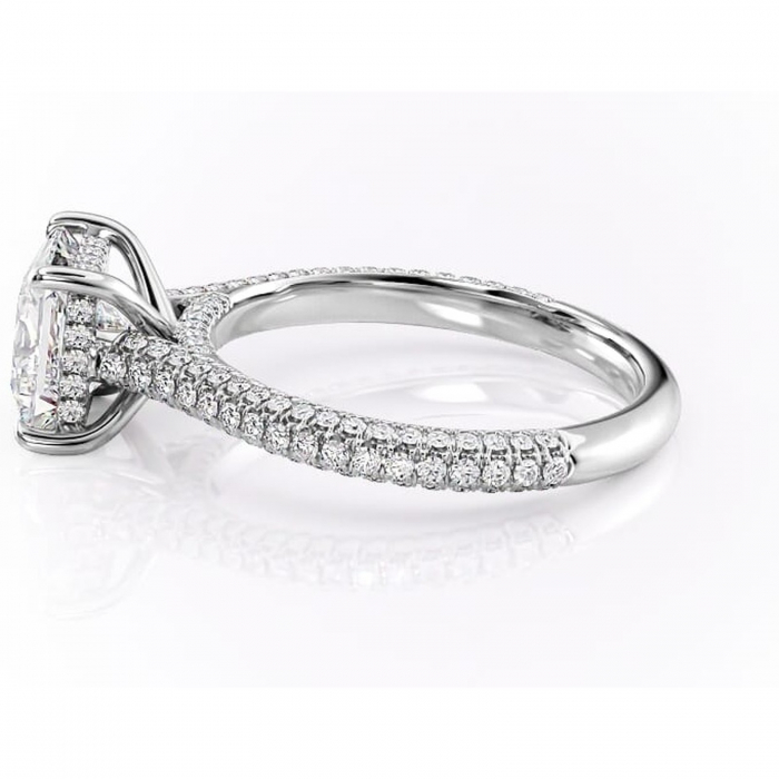 Inel de logodnă Seraphina din aur Alb 14kt cu moissanite tăietură princess – Montură pavé rafinată pentru profil înalt | Personalizează și configurează gratuit online [6]