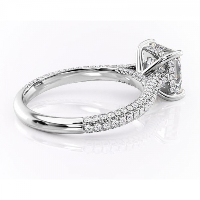 Inel de logodnă Seraphina din aur Alb 14kt cu moissanite tăietură princess – Montură pavé rafinată pentru profil înalt | Personalizează și configurează gratuit online [3]