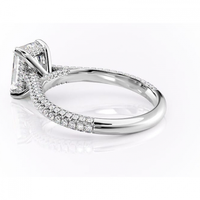 Inel de logodnă Seraphina din aur Alb 14kt cu moissanite tăietură radiantă – Montură pavé rafinată pentru profil înalt | Personalizează și configurează gratuit online [5]