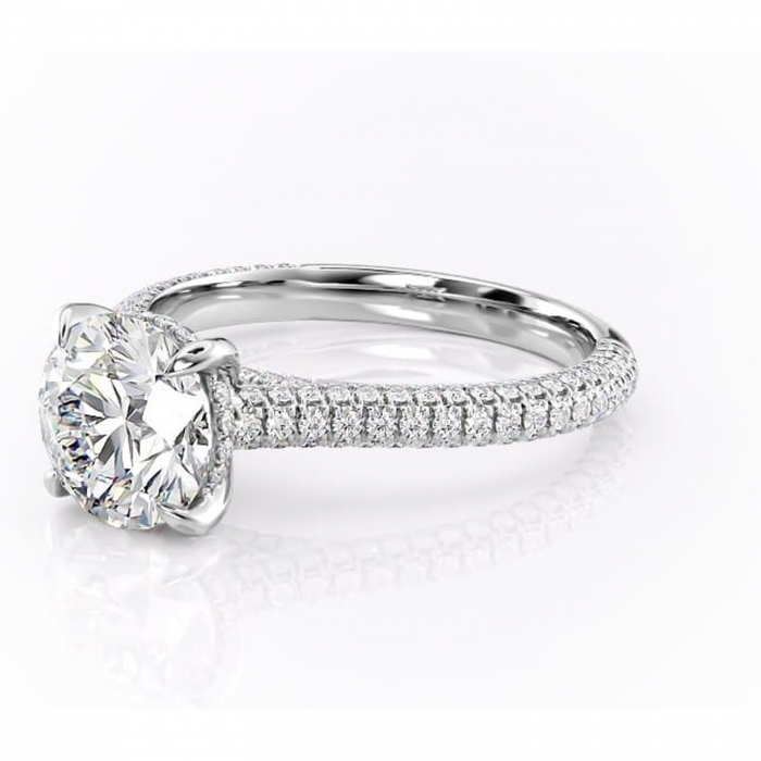 Inel de logodnă Seraphina din aur Alb 14kt cu moissanite tăietură rotundă – Montură pavé rafinată pentru profil înalt | Personalizează și configurează gratuit online [7]