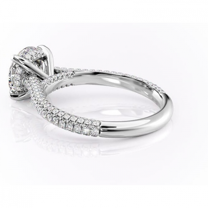 Inel de logodnă Seraphina din aur Alb 14kt cu moissanite tăietură rotundă – Montură pavé rafinată pentru profil înalt | Personalizează și configurează gratuit online [5]