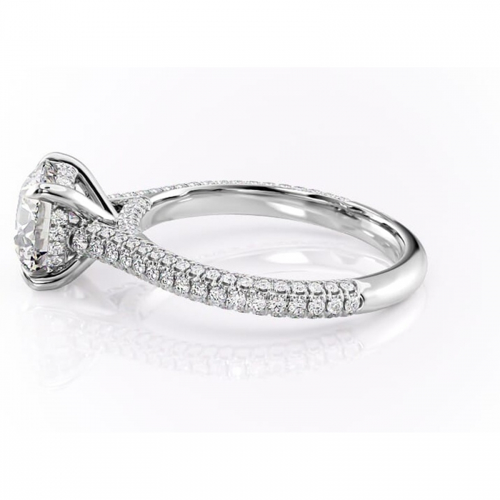 Inel de logodnă Seraphina din aur Alb 14kt cu moissanite tăietură rotundă – Montură pavé rafinată pentru profil înalt | Personalizează și configurează gratuit online [6]