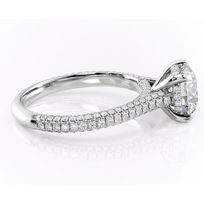 Inel de logodnă Seraphina din aur Alb 14kt cu moissanite tăietură rotundă – Montură pavé rafinată pentru profil înalt | Personalizează și configurează gratuit online [2]