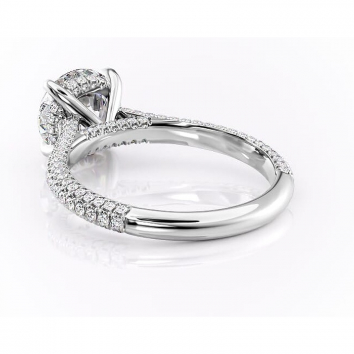 Inel de logodnă Seraphina din aur Alb 14kt cu moissanite tăietură rotundă – Montură pavé rafinată pentru profil înalt | Personalizează și configurează gratuit online [4]