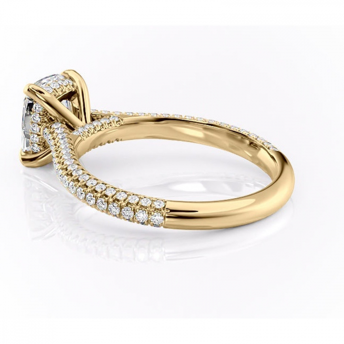 Inel de logodnă Seraphina din aur Galben 14kt cu moissanite tăietură asscher – Montură pavé rafinată pentru profil înalt | Personalizează și configurează gratuit online [5]