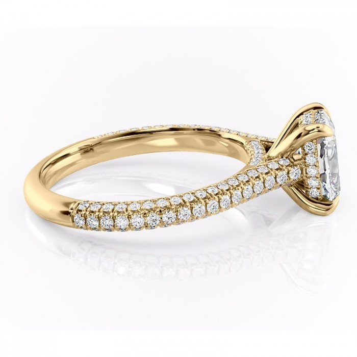 Inel de logodnă Seraphina din aur Galben 14kt cu moissanite tăietură asscher – Montură pavé rafinată pentru profil înalt | Personalizează și configurează gratuit online [2]