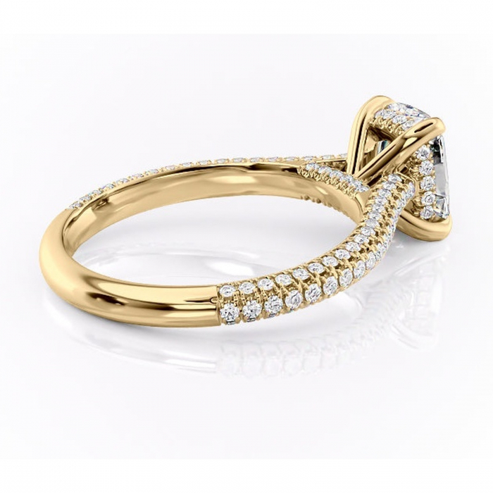 Inel de logodnă Seraphina din aur Galben 14kt cu moissanite tăietură asscher – Montură pavé rafinată pentru profil înalt | Personalizează și configurează gratuit online [3]