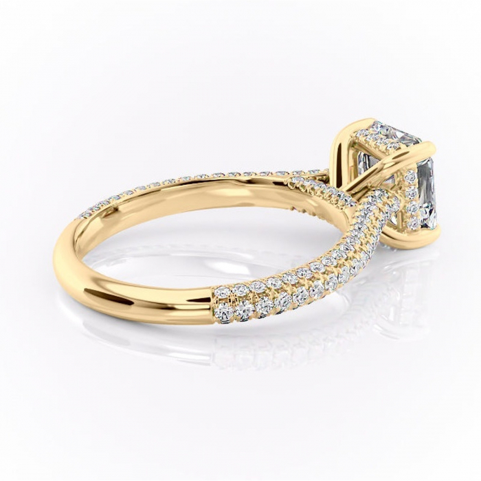 Inel de logodnă Seraphina din aur Galben 18kt cu moissanite tăietură asscher – Montură pavé rafinată pentru profil înalt | Personalizează și configurează gratuit online [3]