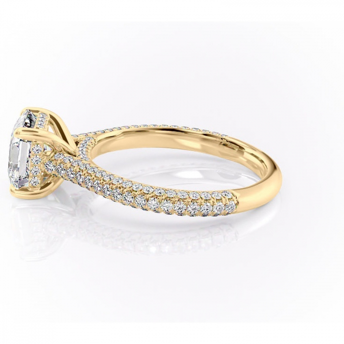 Inel de logodnă Seraphina din aur Galben 18kt cu moissanite tăietură asscher – Montură pavé rafinată pentru profil înalt | Personalizează și configurează gratuit online [6]