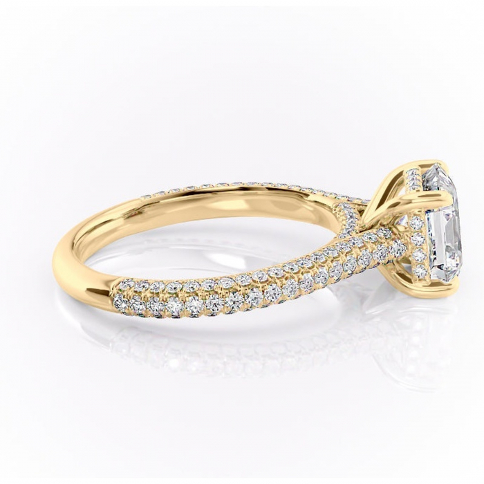 Inel de logodnă Seraphina din aur Galben 18kt cu moissanite tăietură asscher – Montură pavé rafinată pentru profil înalt | Personalizează și configurează gratuit online [2]