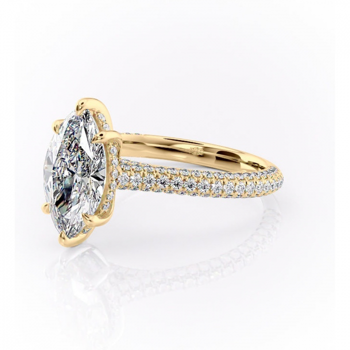 Inel de logodnă Seraphina din aur Galben 18kt cu moissanite tăietură marquise – Montură pavé rafinată pentru profil înalt | Personalizează și configurează gratuit online [7]