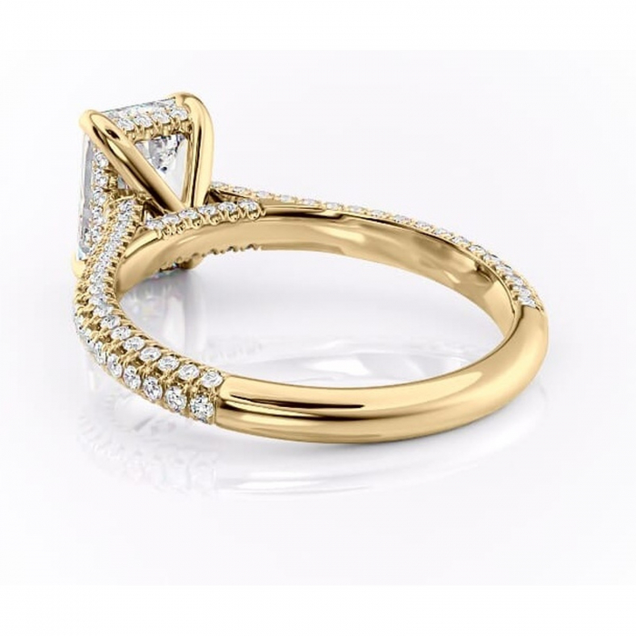 Inel de logodnă Seraphina din aur Galben 14kt cu moissanite tăietură smarald – Montură pavé rafinată pentru profil înalt | Personalizează și configurează gratuit online [4]
