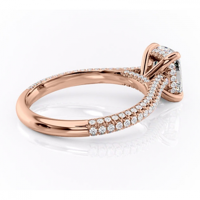 Inel de logodnă Seraphina din aur Rose 14kt cu moissanite tăietură asscher – Montură pavé rafinată pentru profil înalt | Personalizează și configurează gratuit online [3]