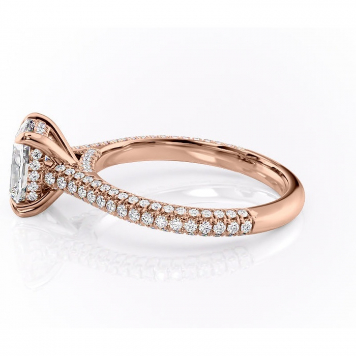 Inel de logodnă Seraphina din aur Rose 14kt cu moissanite tăietură asscher – Montură pavé rafinată pentru profil înalt | Personalizează și configurează gratuit online [6]
