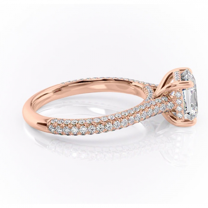 Inel de logodnă Seraphina din aur Rose 14kt cu moissanite tăietură asscher – Montură pavé rafinată pentru profil înalt | Personalizează și configurează gratuit online [2]