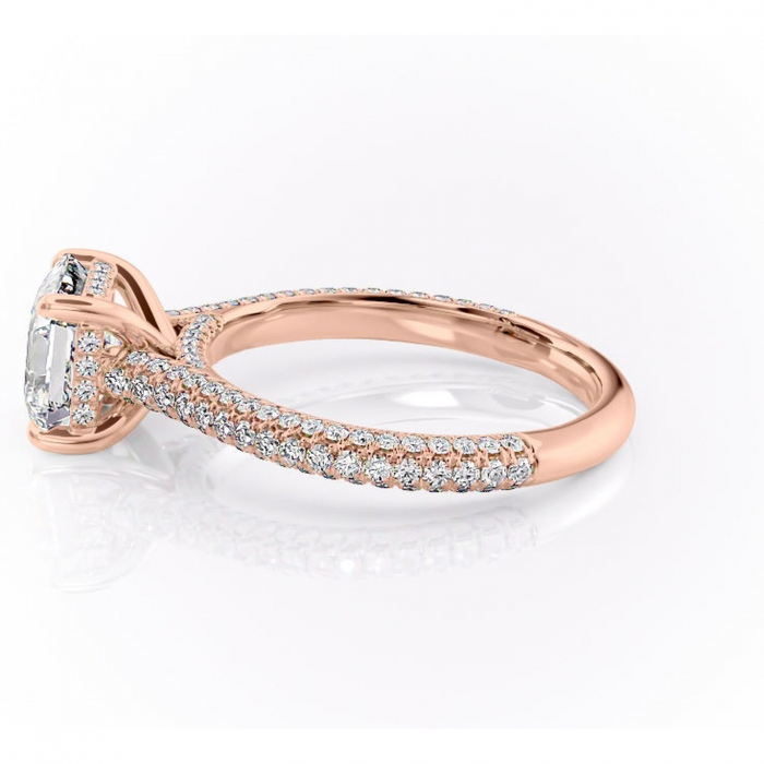 Inel de logodnă Seraphina din aur Rose 14kt cu moissanite tăietură asscher – Montură pavé rafinată pentru profil înalt | Personalizează și configurează gratuit online [6]