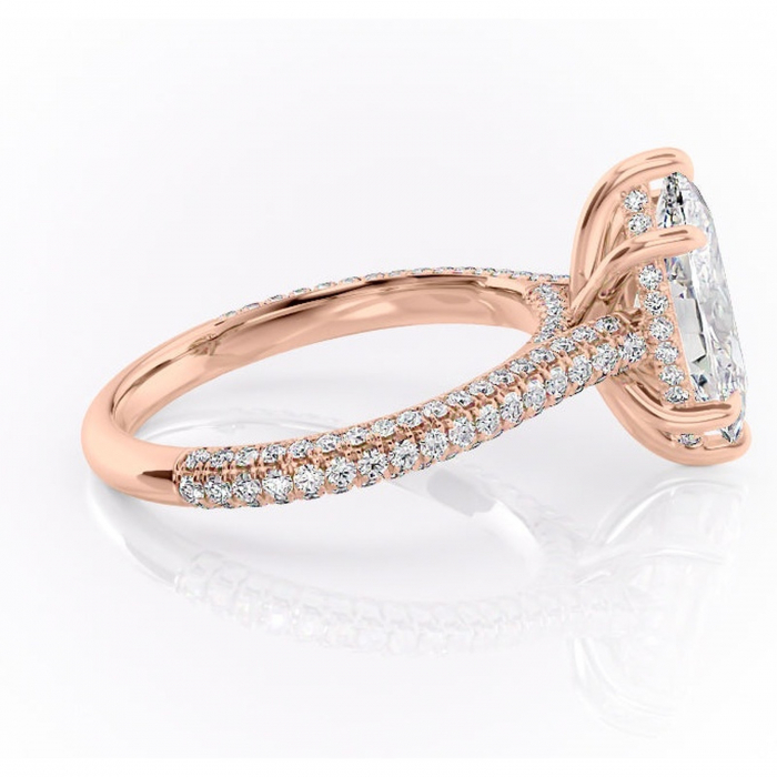 Inel de logodnă Seraphina din aur Rose 14kt cu moissanite tăietură marquise – Montură pavé rafinată pentru profil înalt | Personalizează și configurează gratuit online [2]
