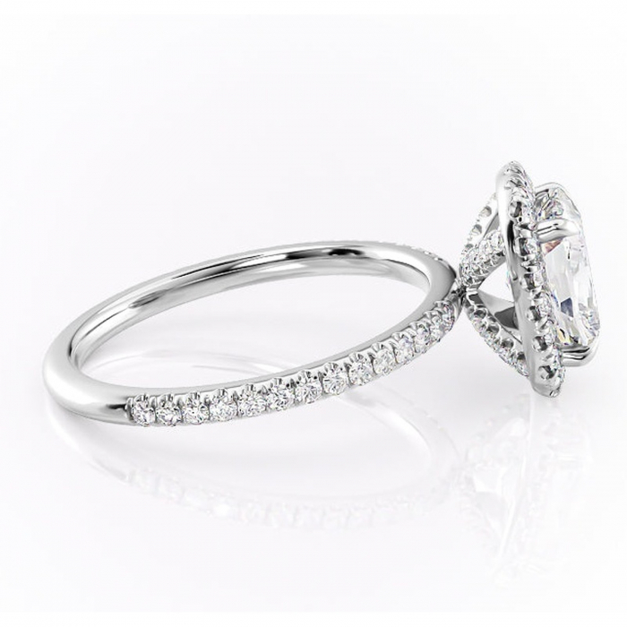 Inel de logodnă Serelith din aur Alb 14kt cu moissanite tăietură asscher – Halo rafinată pentru profil înalt | Personalizează și configurează gratuit online [2]