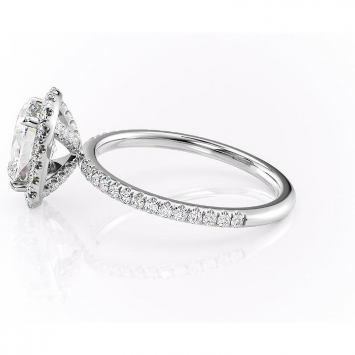 Inel de logodnă Serelith din aur Alb 14kt cu moissanite tăietură asscher – Halo rafinată pentru profil înalt | Personalizează și configurează gratuit online [6]