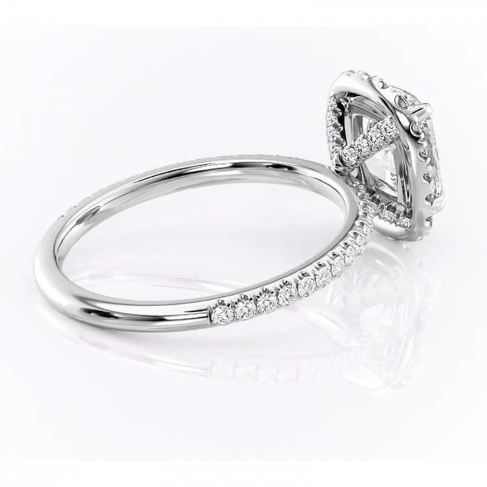 Inel de logodnă Serelith din aur Alb 14kt cu moissanite tăietură asscher – Halo rafinată pentru profil înalt | Personalizează și configurează gratuit online [3]