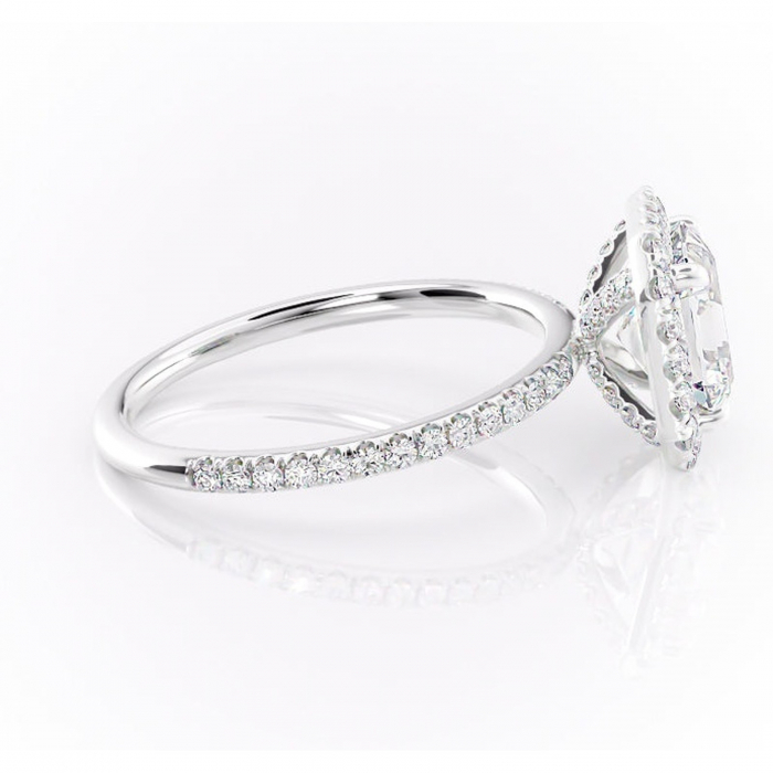 Inel de logodnă Serelith din aur Alb 14kt cu moissanite tăietură asscher – Halo rafinată pentru profil înalt | Personalizează și configurează gratuit online [2]