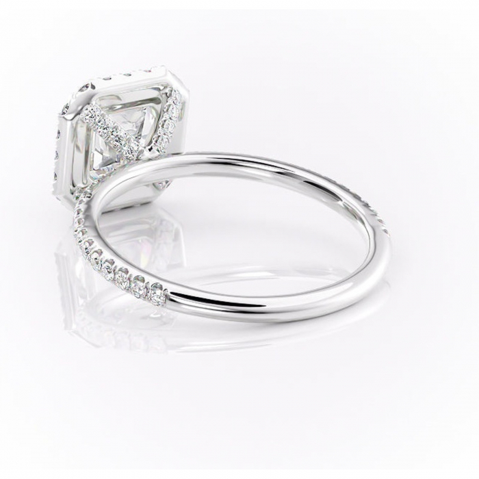 Inel de logodnă Serelith din aur Alb 14kt cu moissanite tăietură asscher – Halo rafinată pentru profil înalt | Personalizează și configurează gratuit online [4]