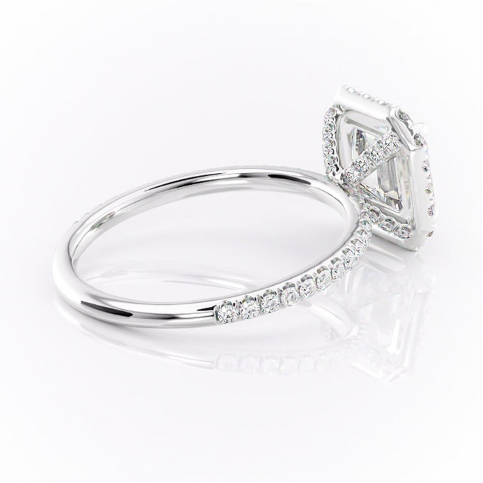 Inel de logodnă Serelith din aur Alb 14kt cu moissanite tăietură asscher – Halo rafinată pentru profil înalt | Personalizează și configurează gratuit online [3]