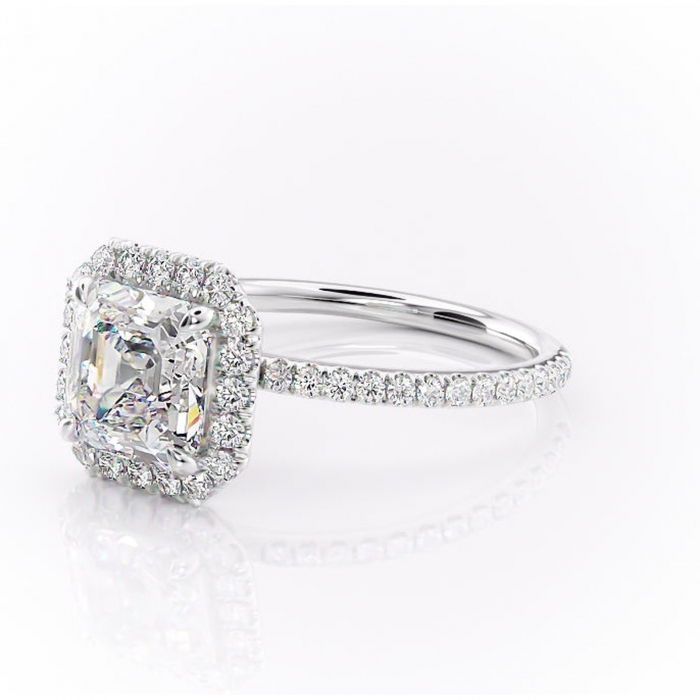 Inel de logodnă Serelith din aur Alb 14kt cu moissanite tăietură asscher – Halo rafinată pentru profil înalt | Personalizează și configurează gratuit online [7]