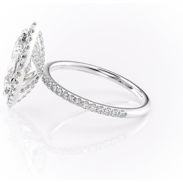 Inel de logodnă Serelith din aur Alb 14kt cu moissanite tăietură marquise – Halo rafinată pentru profil înalt | Personalizează și configurează gratuit online [6]