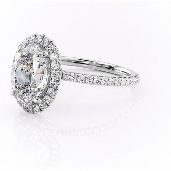 Inel de logodnă Serelith din aur Alb 14kt cu moissanite tăietură ovală – Halo rafinată pentru profil înalt | Personalizează și configurează gratuit online [7]