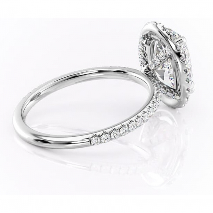 Inel de logodnă Serelith din aur Alb 14kt cu moissanite tăietură ovală – Halo rafinată pentru profil înalt | Personalizează și configurează gratuit online [3]