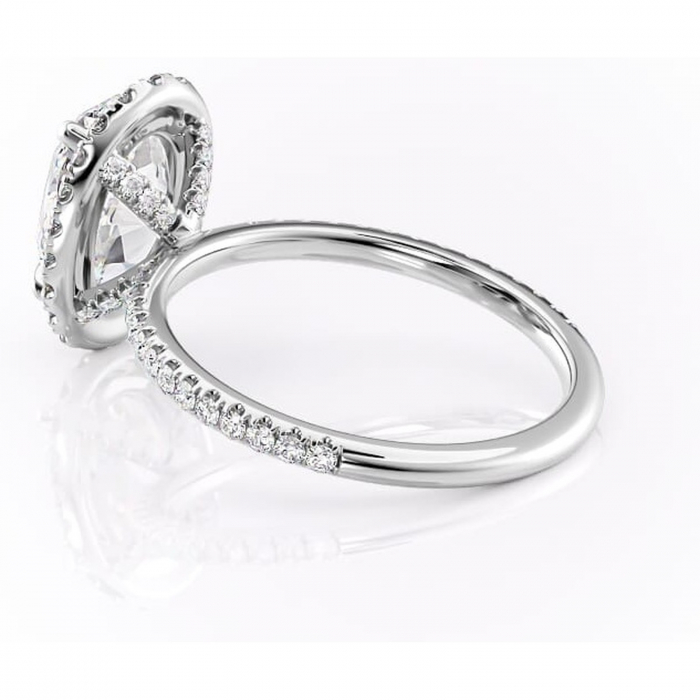 Inel de logodnă Serelith din aur Alb 14kt cu moissanite tăietură ovală – Halo rafinată pentru profil înalt | Personalizează și configurează gratuit online [5]