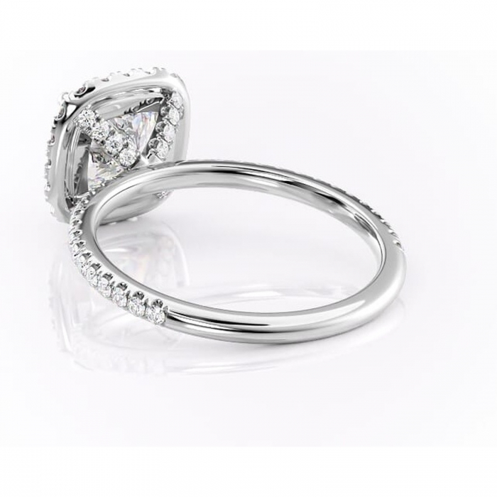 Inel de logodnă Serelith din aur Alb 14kt cu moissanite tăietură pernă – Halo rafinată pentru profil înalt | Personalizează și configurează gratuit online [4]