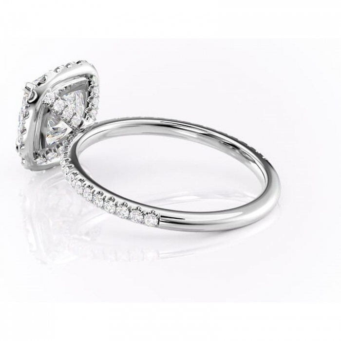 Inel de logodnă Serelith din aur Alb 14kt cu moissanite tăietură pernă – Halo rafinată pentru profil înalt | Personalizează și configurează gratuit online [5]