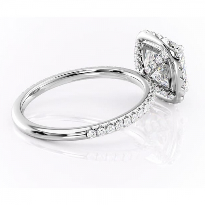 Inel de logodnă Serelith din aur Alb 14kt cu moissanite tăietură pernă – Halo rafinată pentru profil înalt | Personalizează și configurează gratuit online [3]