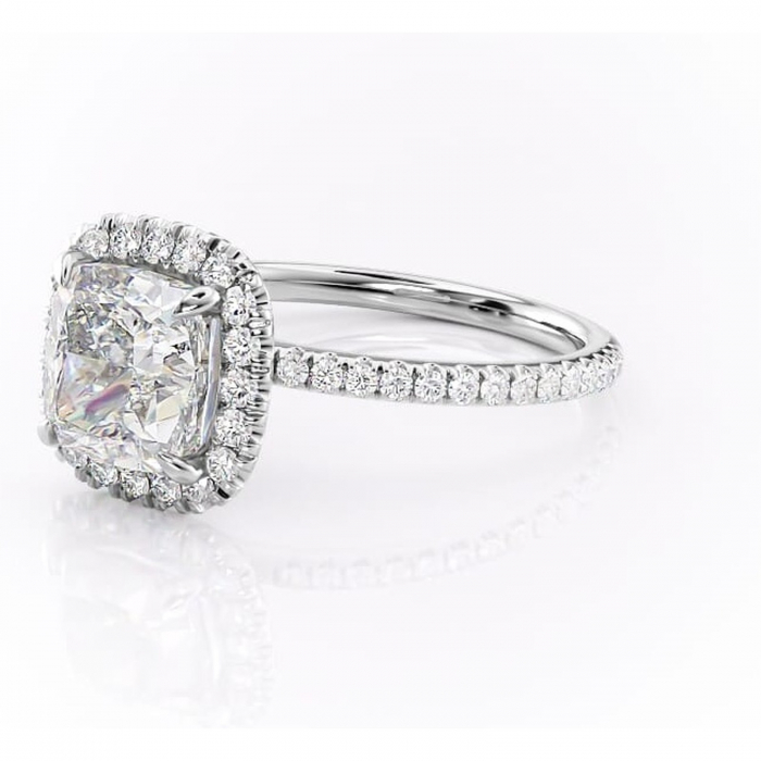 Inel de logodnă Serelith din aur Alb 14kt cu moissanite tăietură pernă – Halo rafinată pentru profil înalt | Personalizează și configurează gratuit online [7]