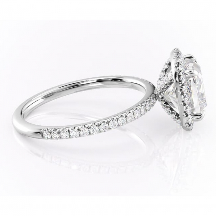 Inel de logodnă Serelith din aur Alb 14kt cu moissanite tăietură pernă – Halo rafinată pentru profil înalt | Personalizează și configurează gratuit online [2]