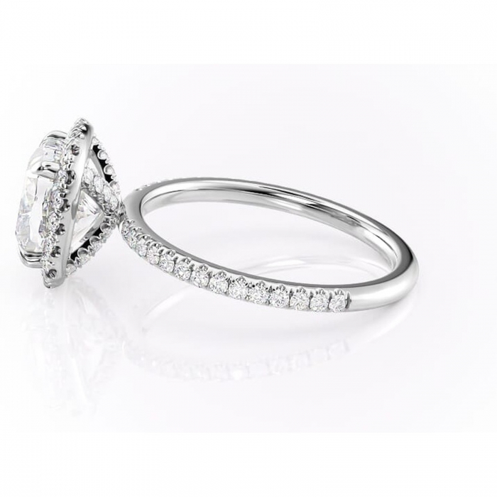 Inel de logodnă Serelith din aur Alb 14kt cu moissanite tăietură pernă – Halo rafinată pentru profil înalt | Personalizează și configurează gratuit online [6]