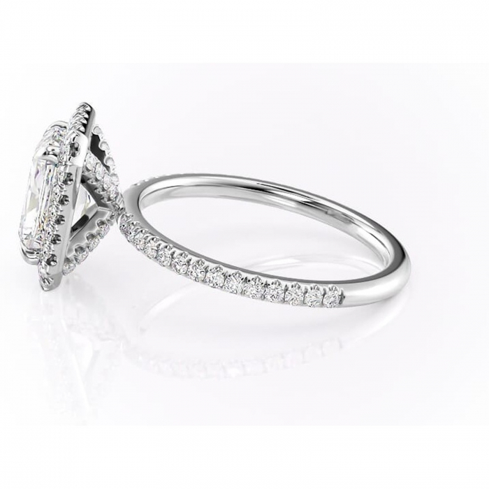 Inel de logodnă Serelith din aur Alb 14kt cu moissanite tăietură radiantă – Halo rafinată pentru profil înalt | Personalizează și configurează gratuit online [6]