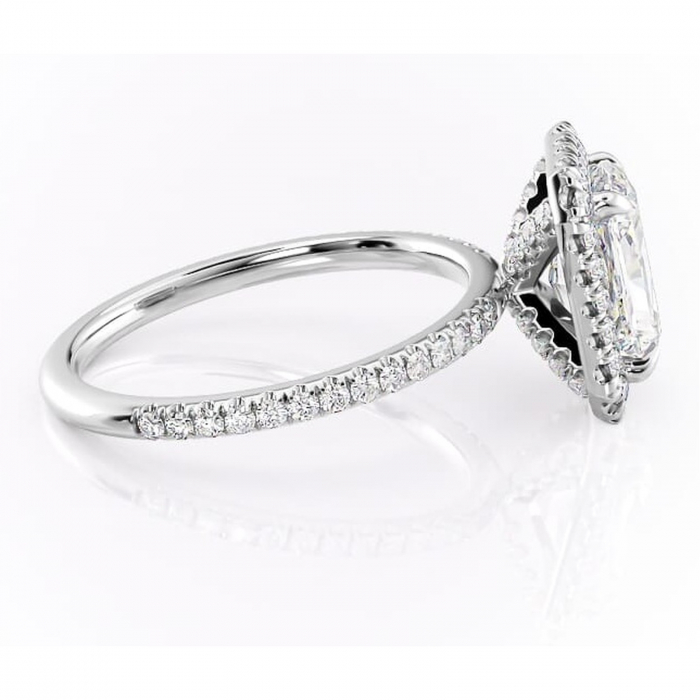 Inel de logodnă Serelith din aur Alb 14kt cu moissanite tăietură radiantă – Halo rafinată pentru profil înalt | Personalizează și configurează gratuit online [2]