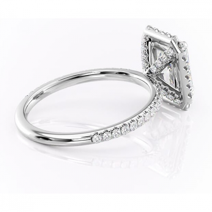 Inel de logodnă Serelith din aur Alb 14kt cu moissanite tăietură radiantă – Halo rafinată pentru profil înalt | Personalizează și configurează gratuit online [3]