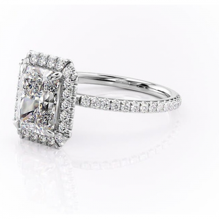 Inel de logodnă Serelith din aur Alb 14kt cu moissanite tăietură radiantă – Halo rafinată pentru profil înalt | Personalizează și configurează gratuit online [7]