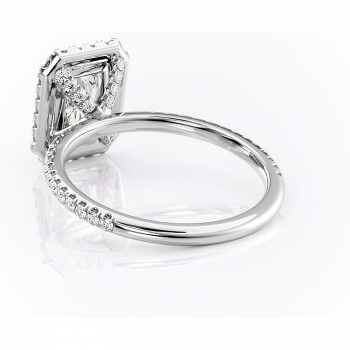Inel de logodnă Serelith din aur Alb 14kt cu moissanite tăietură radiantă – Halo rafinată pentru profil înalt | Personalizează și configurează gratuit online [4]